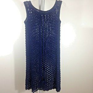 Blue Knit Sheath Dress with Tie Size XS S